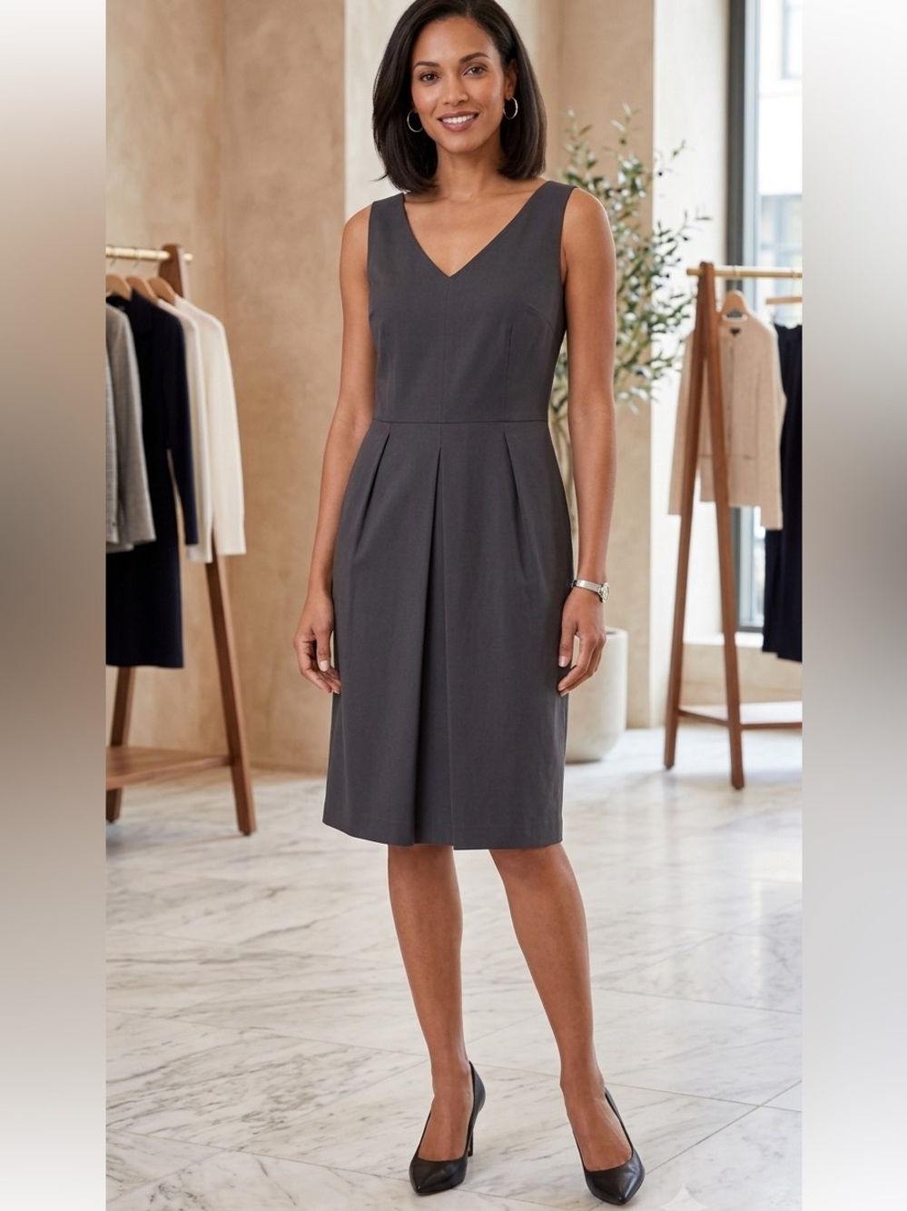 NWT Talbots Sleeveless V-Neck Lined Classic Black Dress Size 10